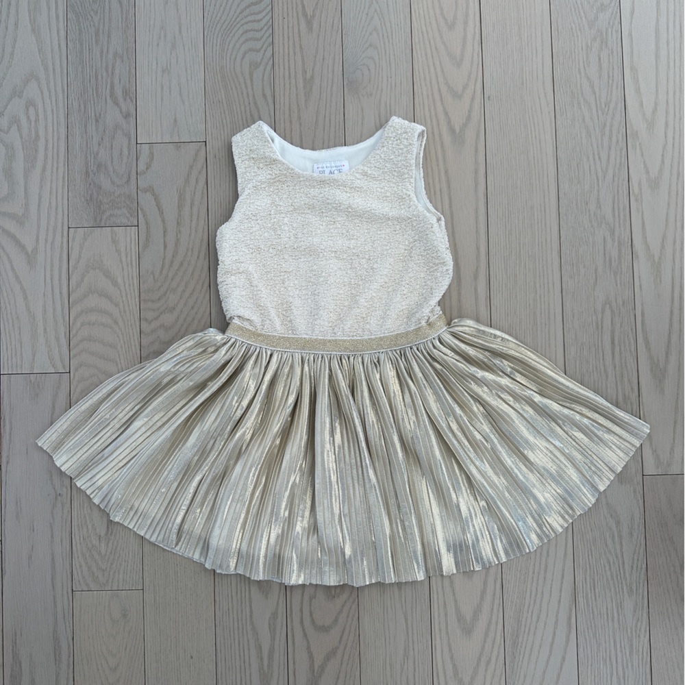 💖Children’s Place Girls Gold Sparkle and Shimmer Sleeveless Dress